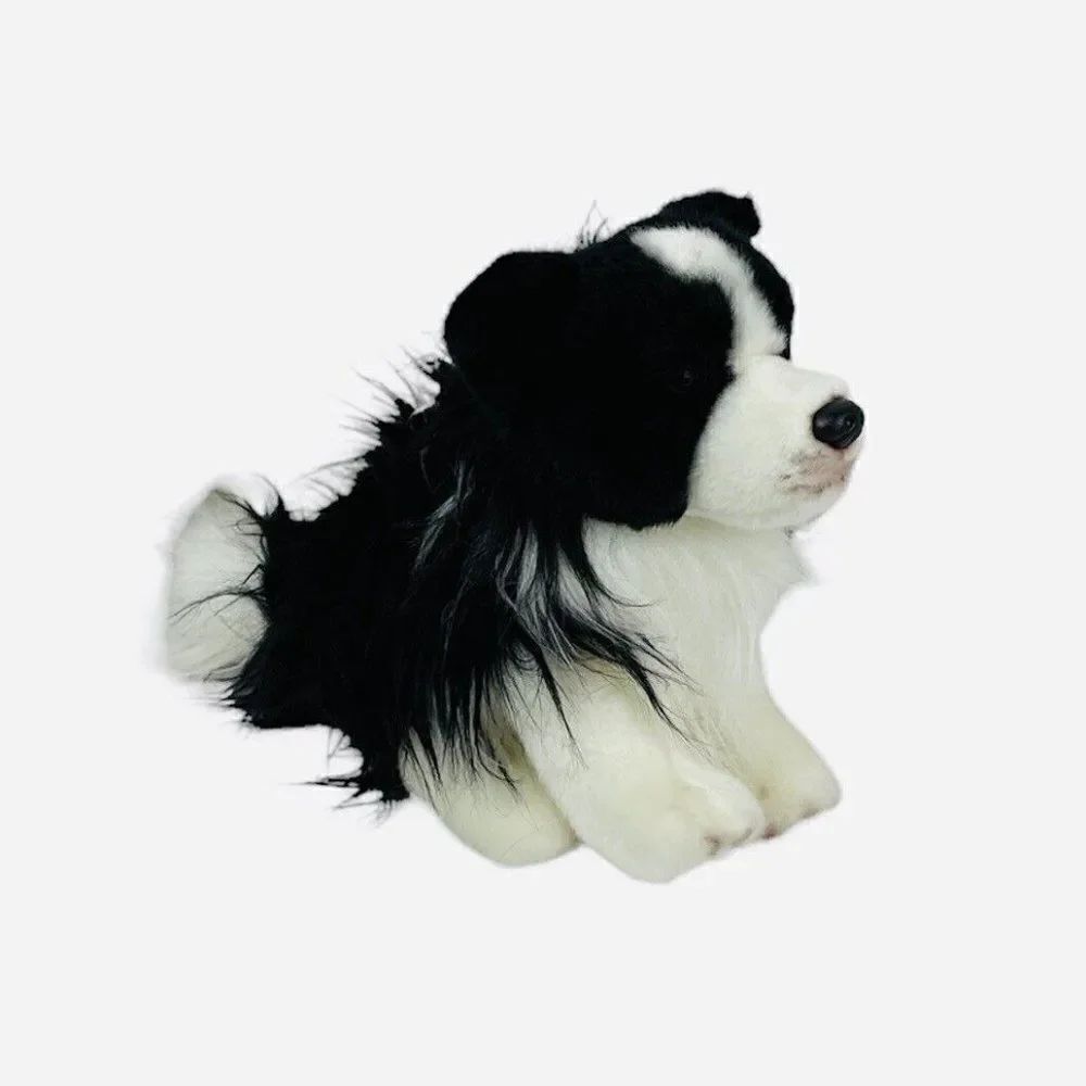 2015 DEMDACO Nat & Jules 11" Border Collie Plush Tags Dog Black White Realistic